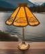 Antique Bradley & Hubbard Slag Glass 21 Brass Table Lamp With Brass Overlay