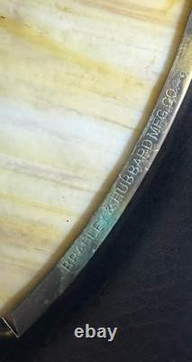 Antique Bradley & Hubbard Slag Glass 21 Brass Table Lamp With Brass Overlay