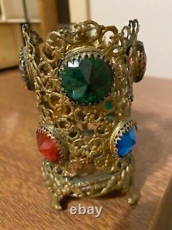 Antique Brass Jeweled Fairy Finger Lamp Victorian