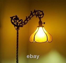 Antique Bridge Lamp UNO shade replacement in Light Amber Mica Jack O' Lantern