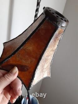Antique Bridge Lamp UNO shade replacement in Light Amber Mica Jack O' Lantern