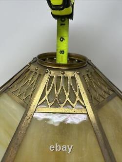 Antique Caramel slag Glass table light Lamp Shade With Working Cluster