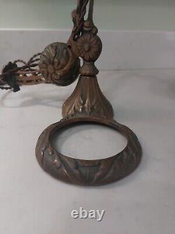 Antique Cast Iron Counterbalance Piano Lamp Steuben Shade