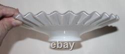 Antique Clear Cased White Glass Petticoat Ribbed Pleated Lamp Shade