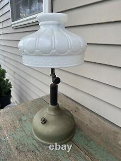 Antique Coleman Quick-Lite Table Gas Lamp / w Original Kreme-Lite Shade