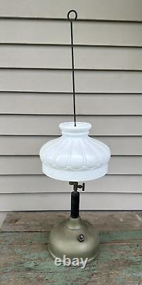 Antique Coleman Quick-Lite Table Gas Lamp / w Original Kreme-Lite Shade