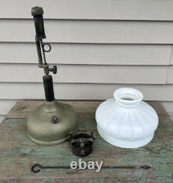 Antique Coleman Quick-Lite Table Gas Lamp / w Original Kreme-Lite Shade