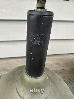 Antique Coleman Quick-Lite Table Gas Lamp / w Original Kreme-Lite Shade