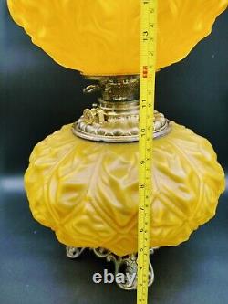 Antique Consolidated Imperial Mandarin GWTW Oil Lamp Diamond Drape Squat