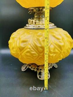 Antique Consolidated Imperial Mandarin GWTW Oil Lamp Diamond Drape Squat