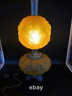 Antique Consolidated Imperial Mandarin GWTW Oil Lamp Diamond Drape Squat