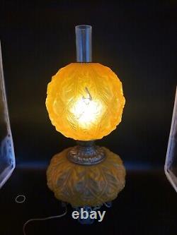 Antique Consolidated Imperial Mandarin GWTW Oil Lamp Diamond Drape Squat