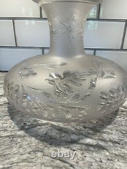 Antique Cut & Etched Glass Sinumbra Astral Oil Lamp Shade, 9 7/8 Fitter