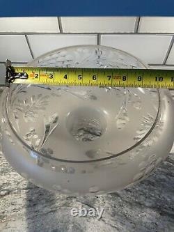 Antique Cut & Etched Glass Sinumbra Astral Oil Lamp Shade, 9 7/8 Fitter