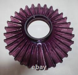 Antique Dark Translucent Purple Glass Petticoat Ribbed Pleated Lamp Shade