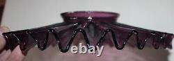 Antique Dark Translucent Purple Glass Petticoat Ribbed Pleated Lamp Shade