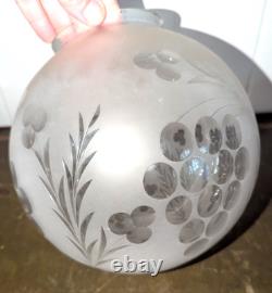 Antique Deeply Etched Glass Ball Lamp Shade 4 Fitter