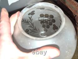 Antique Deeply Etched Glass Ball Lamp Shade 4 Fitter