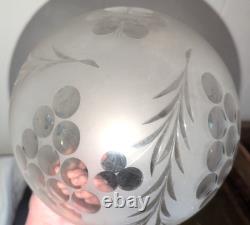 Antique Deeply Etched Glass Ball Lamp Shade 4 Fitter