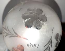Antique Deeply Etched Glass Ball Lamp Shade 4 Fitter