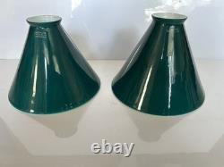 Antique Emeralite Shades 2 Signed Exc Condition Vintage Lamp Light Part Original