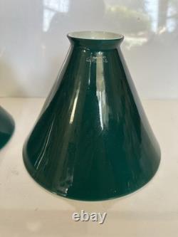 Antique Emeralite Shades 2 Signed Exc Condition Vintage Lamp Light Part Original