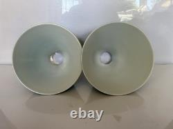 Antique Emeralite Shades 2 Signed Exc Condition Vintage Lamp Light Part Original