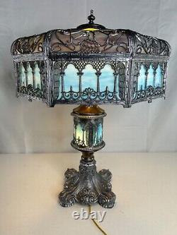 Antique Empire Lighted Base Slag Glass Bubble Shade Lamp BEAUTIFUL