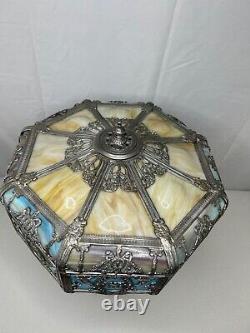 Antique Empire Slag Glass Bubble Shade Lamp BEAUTIFUL