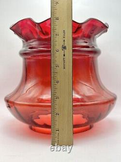 Antique Fenton Cranberry Ruffled Glass Lamp Shade Large