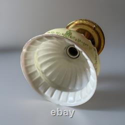 Antique Floral Painted Satin Glass Ceiling Deco Shade Brass Vintage Fitter 1 5/8