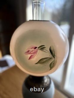 Antique Fostoria GWTW Lamp #820 -Hand Painted Roses -F. G. C. Co. Victorian Parlor