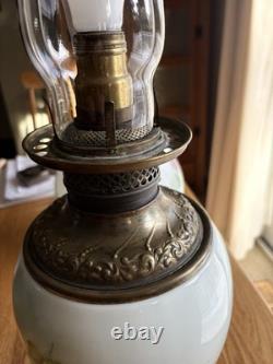 Antique Fostoria GWTW Lamp #820 -Hand Painted Roses -F. G. C. Co. Victorian Parlor