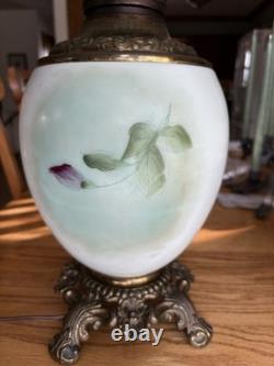 Antique Fostoria GWTW Lamp #820 -Hand Painted Roses -F. G. C. Co. Victorian Parlor