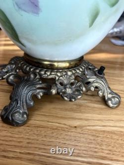 Antique Fostoria GWTW Lamp #820 -Hand Painted Roses -F. G. C. Co. Victorian Parlor