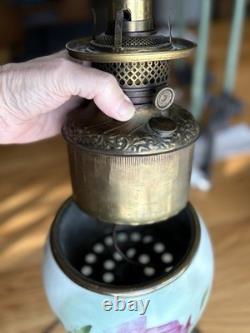 Antique Fostoria GWTW Lamp #820 -Hand Painted Roses -F. G. C. Co. Victorian Parlor