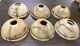 Antique French Alabaster Lamp Shade Set Of 6 Hand Carved! 7.25 Dia 2 7/8 Dish