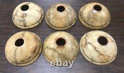 Antique French Alabaster Lamp Shade Set of 6 Hand Carved! 7.25 Dia 2 7/8 Dish