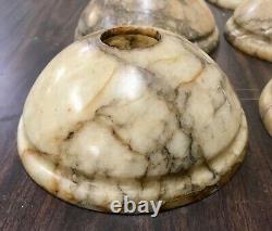 Antique French Alabaster Lamp Shade Set of 6 Hand Carved! 7.25 Dia 2 7/8 Dish