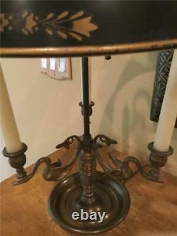 Antique French Bouillotte Lamp with Metal Tole Shade