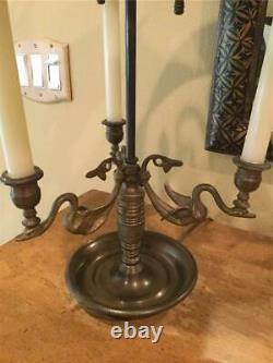 Antique French Bouillotte Lamp with Metal Tole Shade