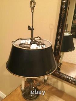 Antique French Bouillotte Lamp with Metal Tole Shade