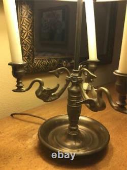 Antique French Bouillotte Lamp with Metal Tole Shade