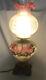 Antique Gwtw Victorian Parlor Lamp Electric Cranberry Etched Satin Glass Shade