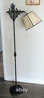 Antique Galleon Sailing Ship Cast Iron Bridge Floor Lamp Rewired Shade 37 Years