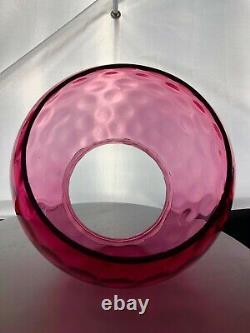 Antique Gas Oil Lamp Shade Thumbprint Optic Glass Lamp Shade