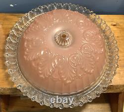 Antique Glass Ceiling Lamp Shade Ornate Molded Pink (white Posted Too!)