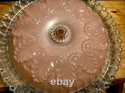 Antique Glass Ceiling Lamp Shade Ornate Molded Pink (white Posted Too!)