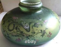 Antique Glass Dragon Shade for Oil Lamp Light Green Color 10 Fitter Victorian