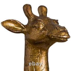 Antique Gold Giraffe Table Lamp With Burnt Orange Velvet Shade